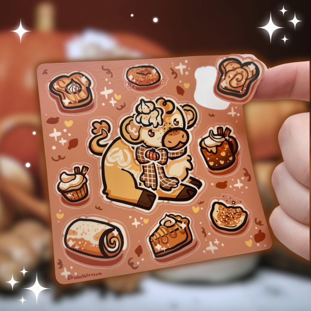 Pumpkin Spice Cow ~ Sticker Sheet Sticker Sheet Woolblossom   