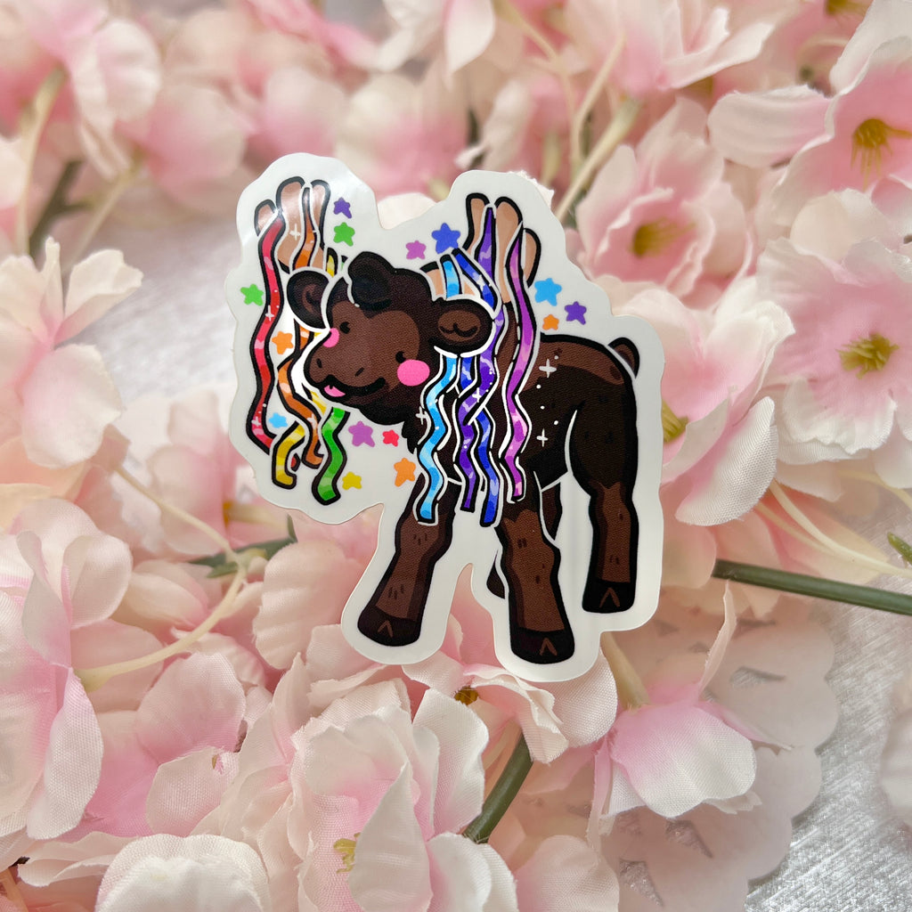 Rainbow Streamer Moose ~ Sticker Sticker Woolblossom   