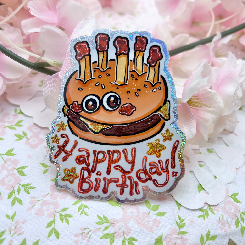 Birthday Burger! ~ Pixie Dust Glitter Sticker Sticker Woolblossom   