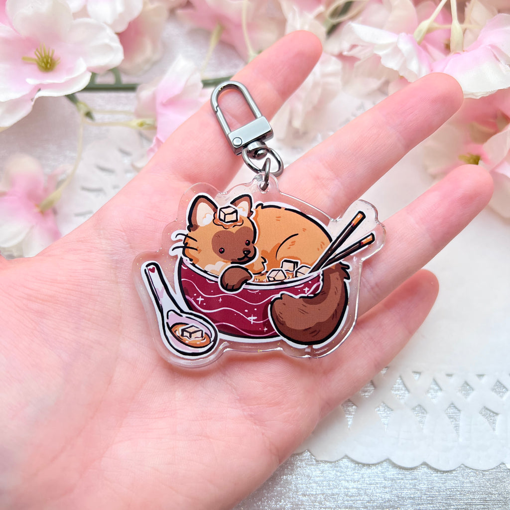 Soup Cats! ~ Acrylic Keychain Charms Keychains Woolblossom   