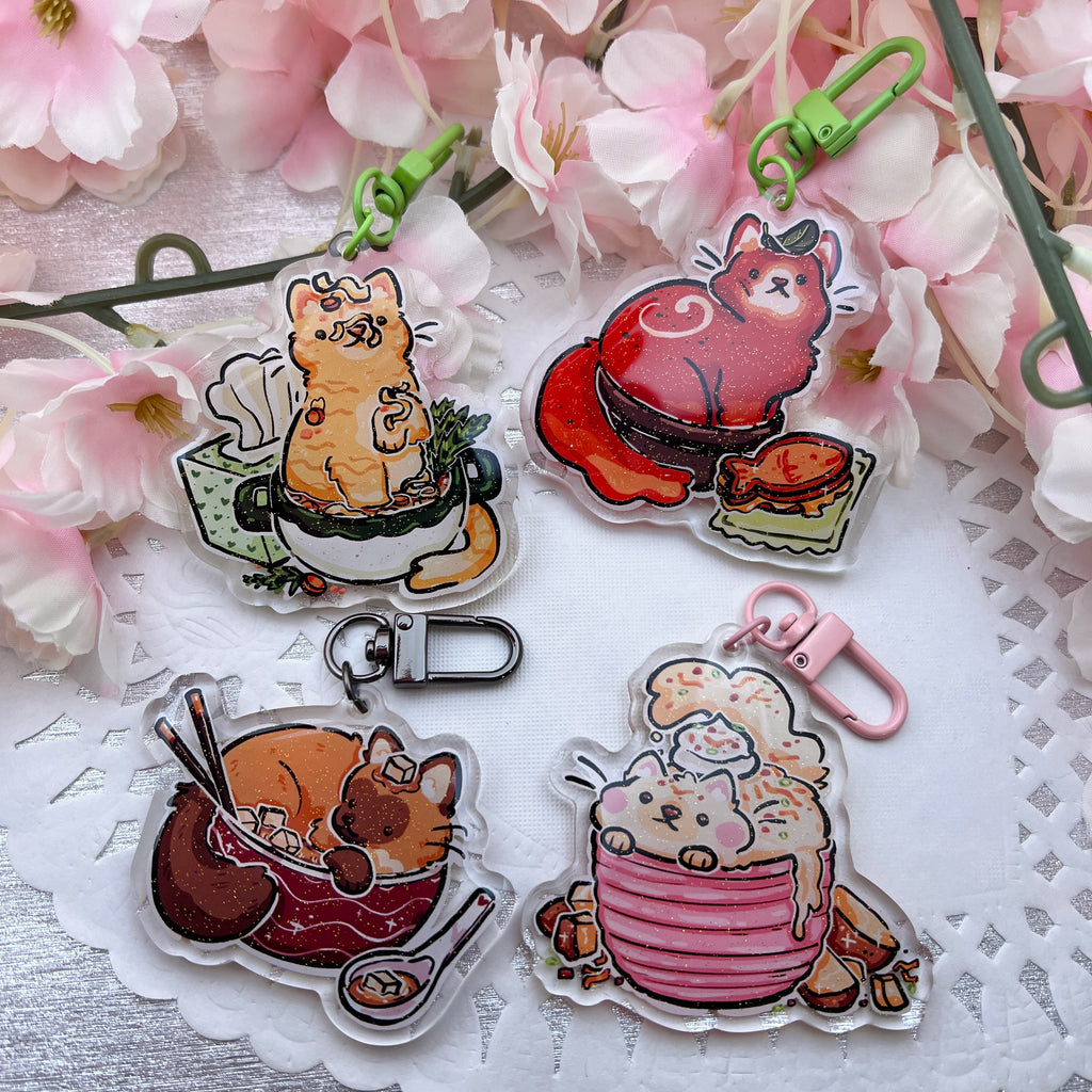 Soup Cats! ~ Acrylic Keychain Charms Keychains Woolblossom   