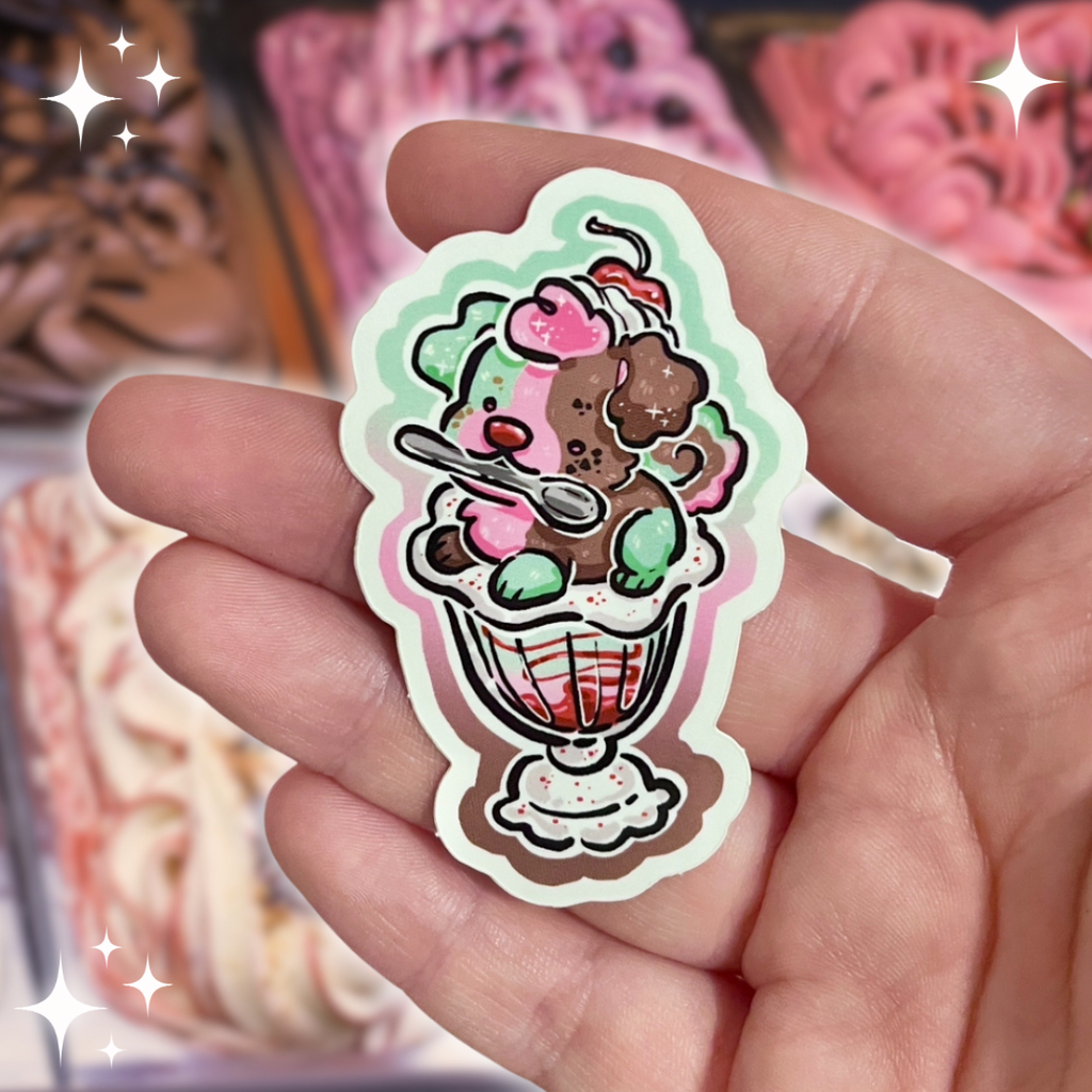 Spumoni Ice Cream Puppy ~ Sticker Sticker Woolblossom   