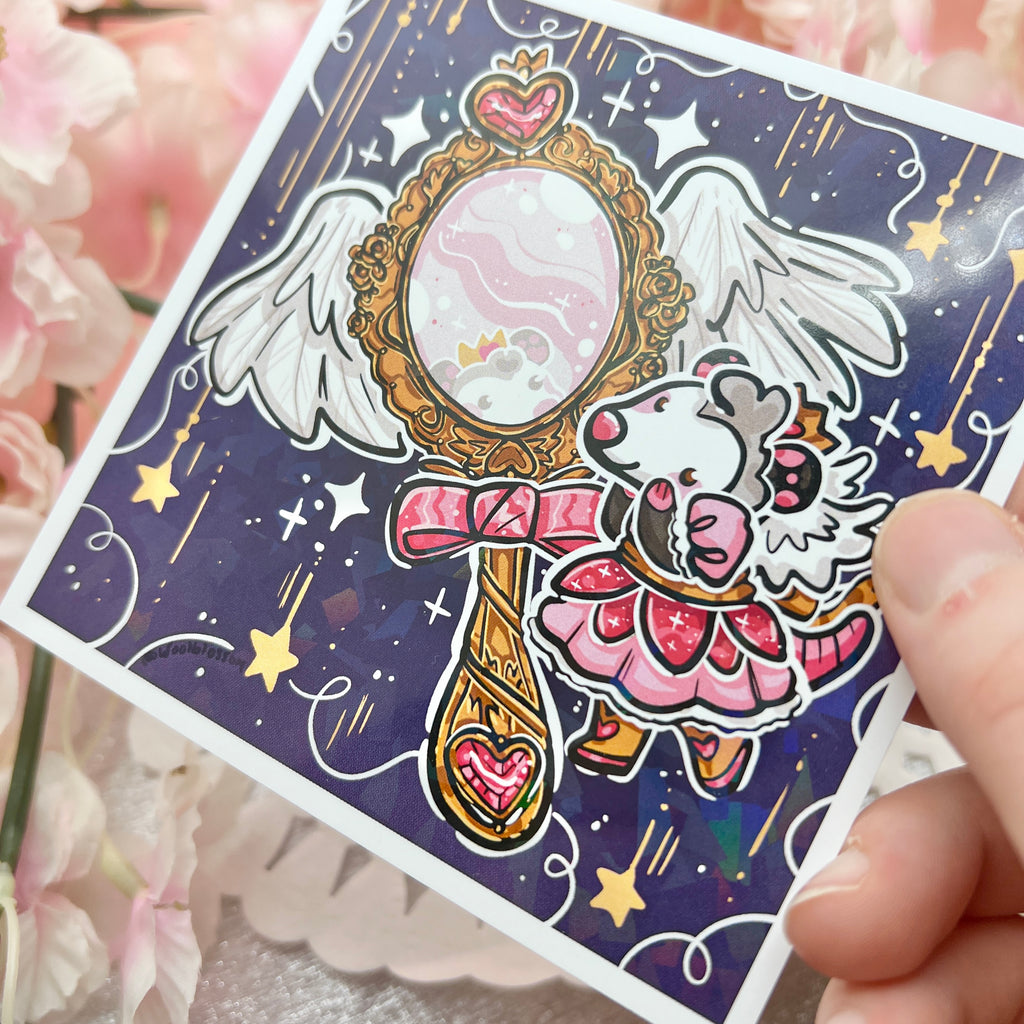 Magical Girl Mirror Opossum ~ Holo Print Print Woolblossom   