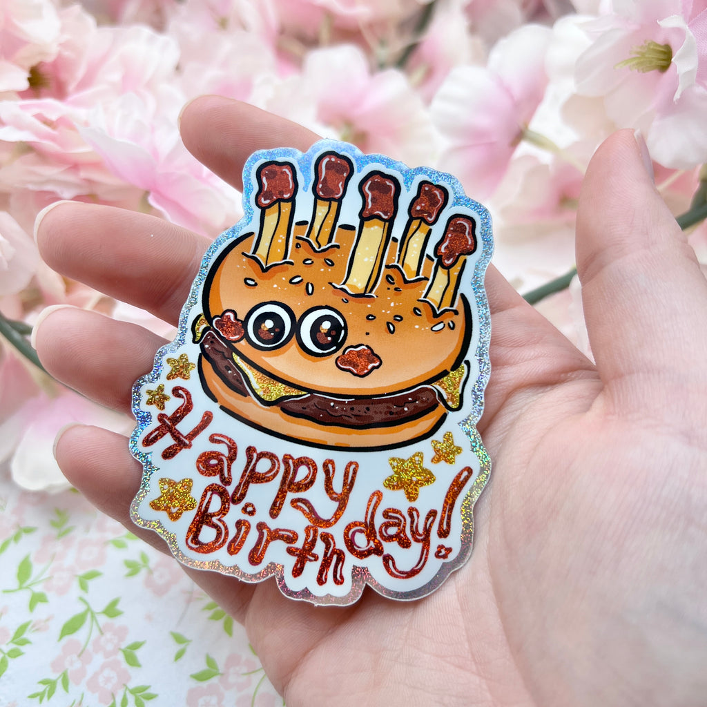 Birthday Burger! ~ Pixie Dust Glitter Sticker Sticker Woolblossom   