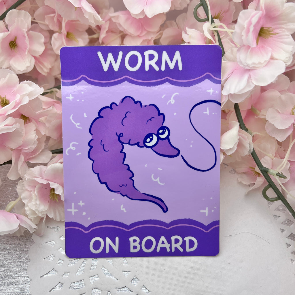 Worm on Board ~ Bumper Sticker v.2 Bumper Sticker Woolblossom   