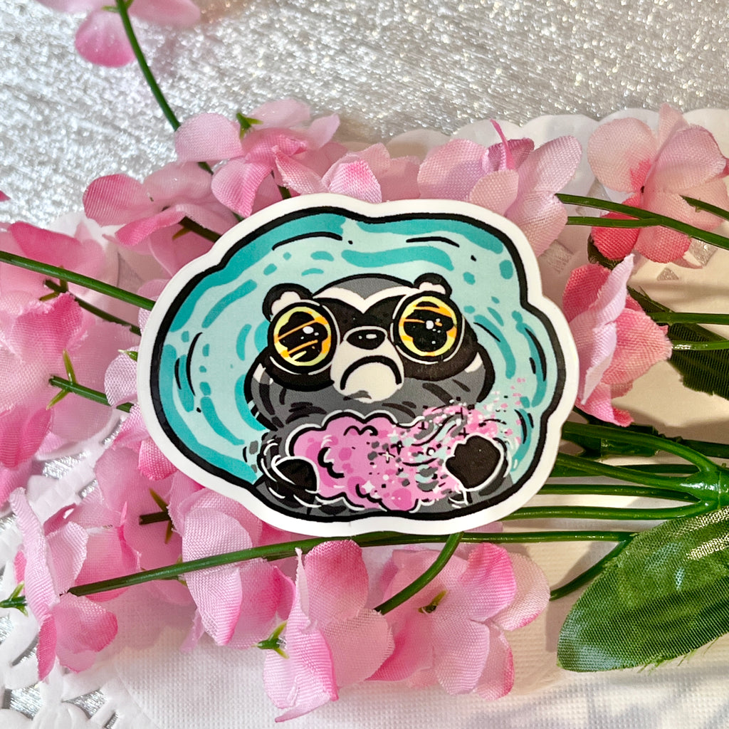 Raccoon's Cotton Candy Treat Dissolving Away </3 ~ Sticker  Woolblossom   