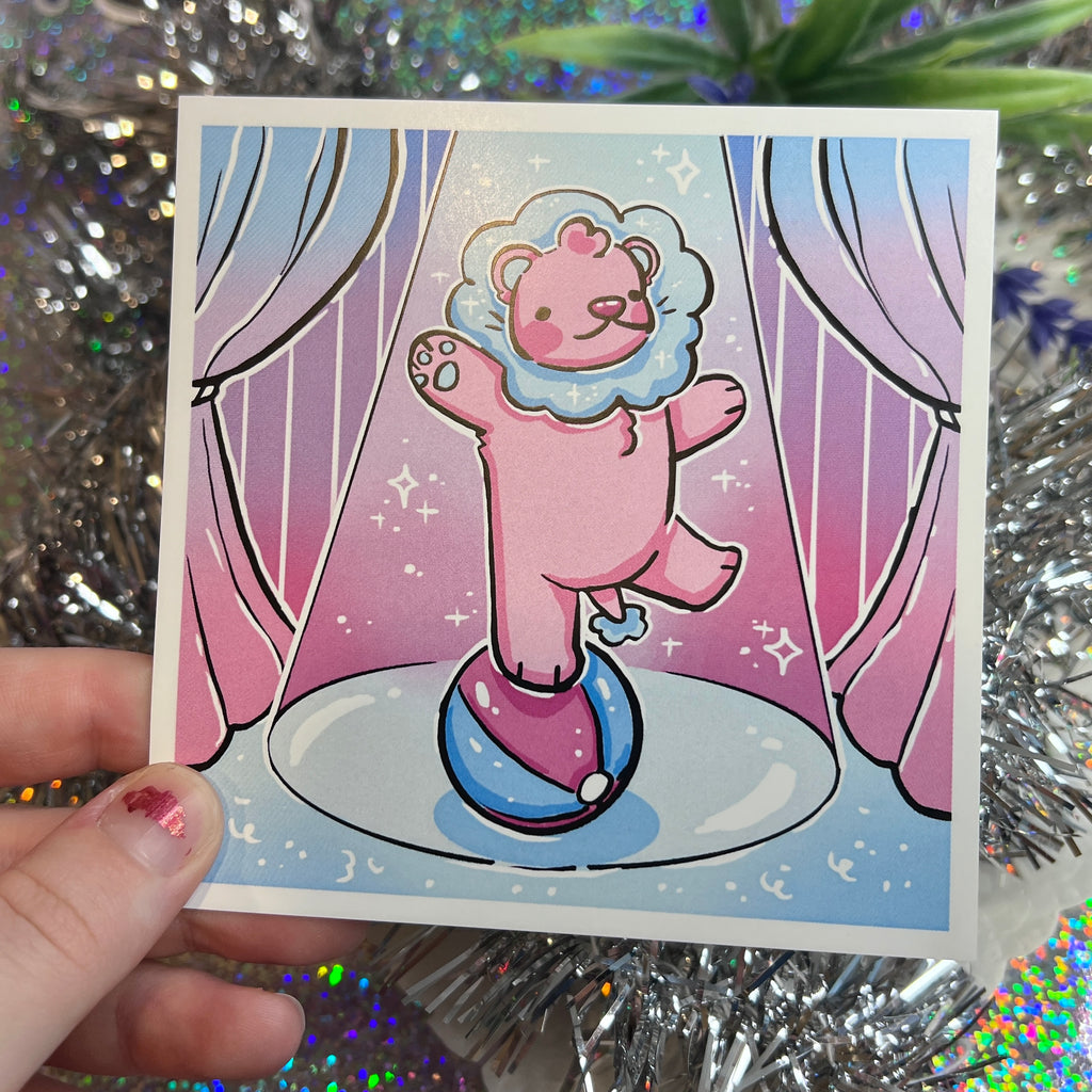 Cotton Candy Circus Lion ~ Print  Woolblossom   