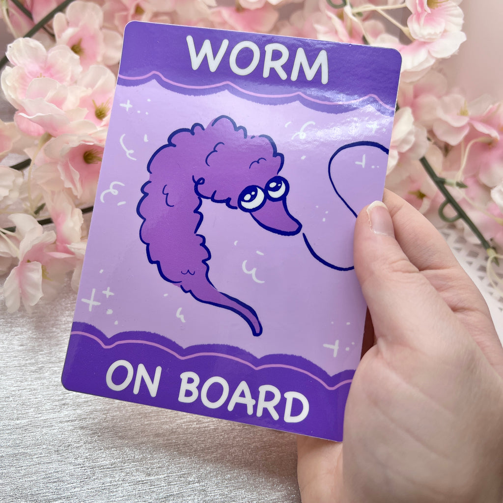 Worm on Board ~ Bumper Sticker v.2 Bumper Sticker Woolblossom   