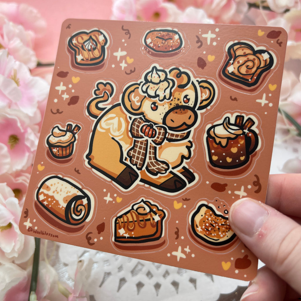 Pumpkin Spice Cow ~ Sticker Sheet Sticker Sheet Woolblossom   