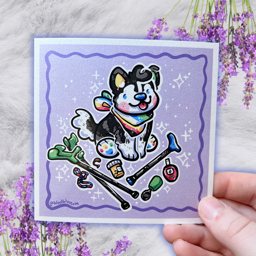 Disability Pride Puppy ~ Shimmer Print Print Woolblossom   