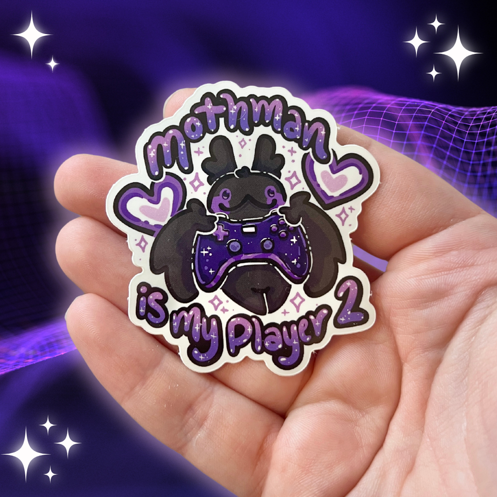 "Mothman is my Player 2" ~ Sticker Sticker Woolblossom   