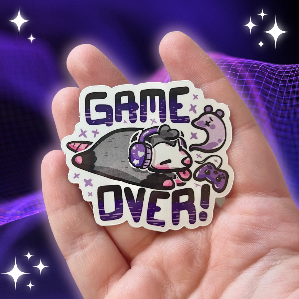 "Game Over!" Opossum ~ Sticker Sticker Woolblossom   