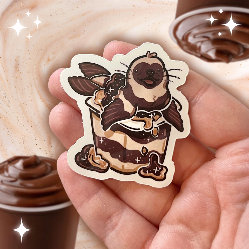 Chocolate Vanilla Seal Pudding ~ Sticker Sticker Woolblossom   