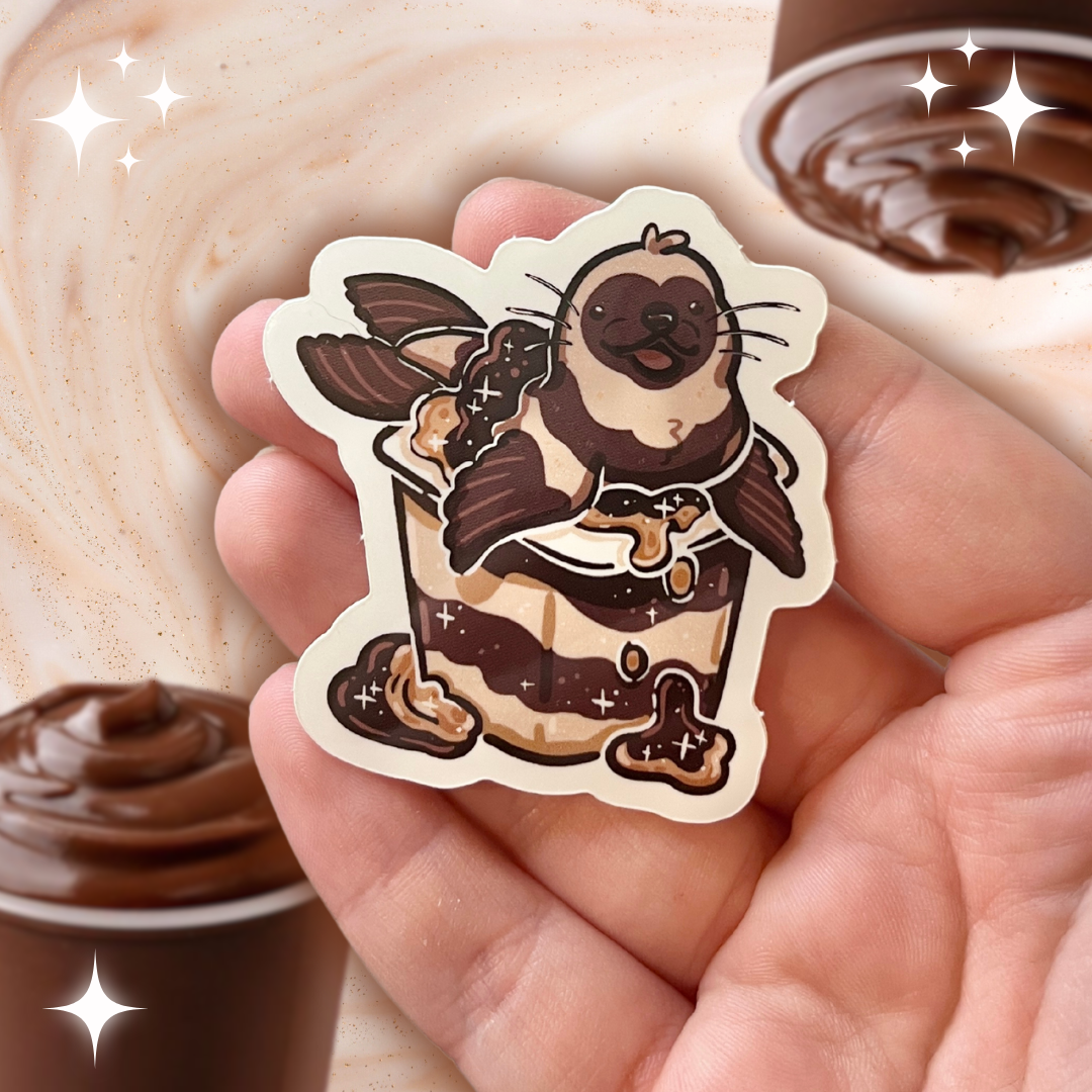 Chocolate Vanilla Seal Pudding ~ Sticker – Woolblossom