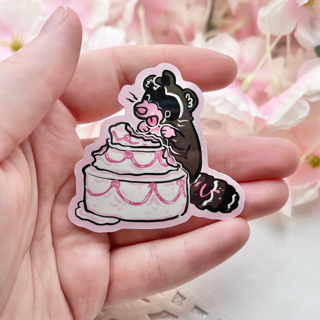 Raccoon Wedding Cake Treat ~ Sticker Sticker Woolblossom   