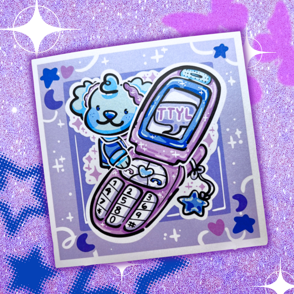 TTYL Retro Phone Sky ~ Shimmer Print Print Woolblossom   