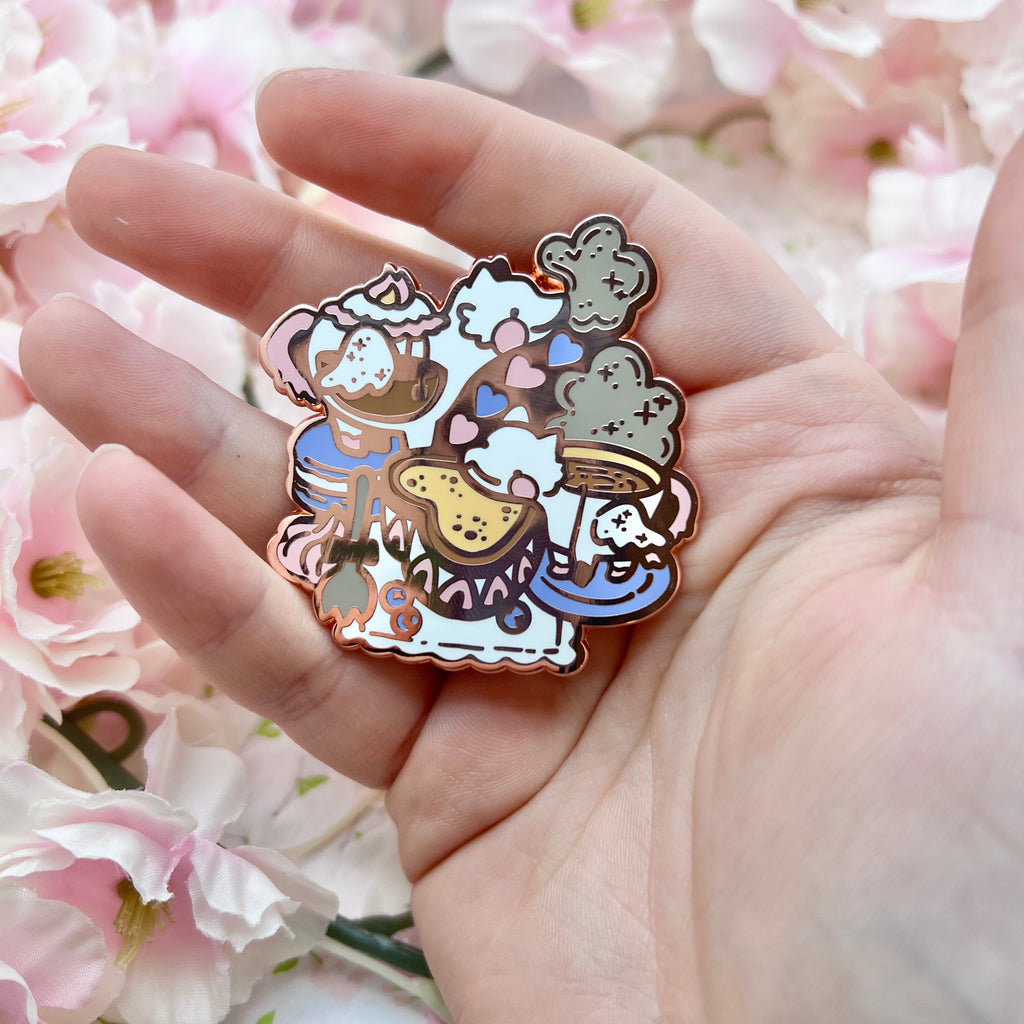 Teapot and Teacup Dragon Tea Party ~ Enamel Pin Enamel Pin Woolblossom   