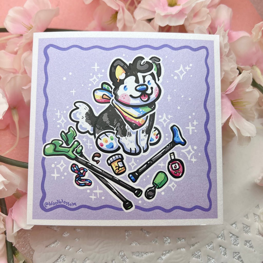 Disability Pride Puppy ~ Shimmer Print Print Woolblossom   