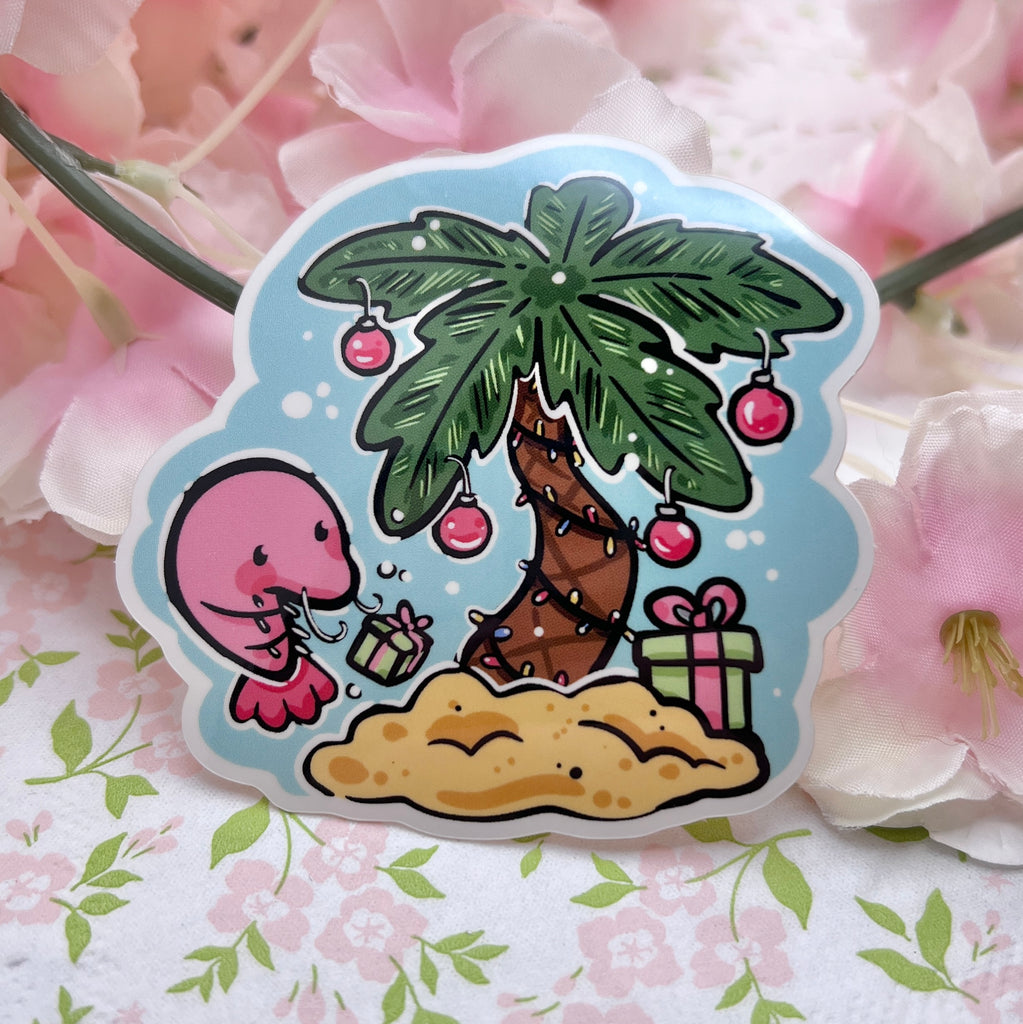 Shrimp Summer Christmas Tree ~ Sticker Print Woolblossom   