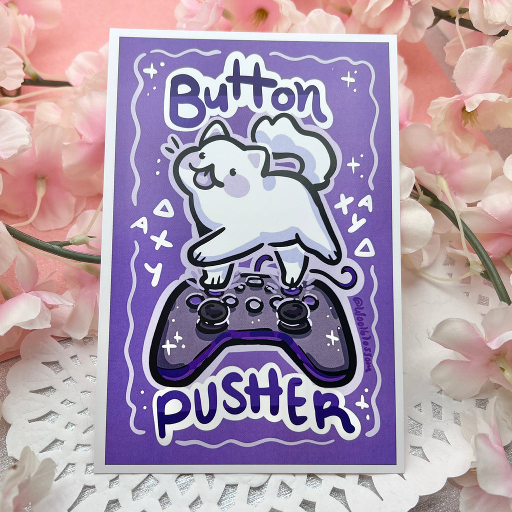 "Button Pusher" Cat ~ Print Print Woolblossom   