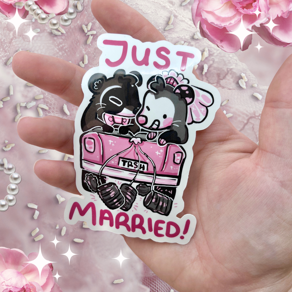 "Just Married!" Raccoon & Opossum ~ Sticker Sticker Woolblossom   