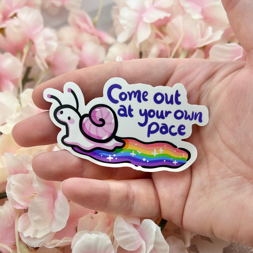 "Come Out at Your Own Pace" Snail Rainbow ~ Sticker Sticker Woolblossom   