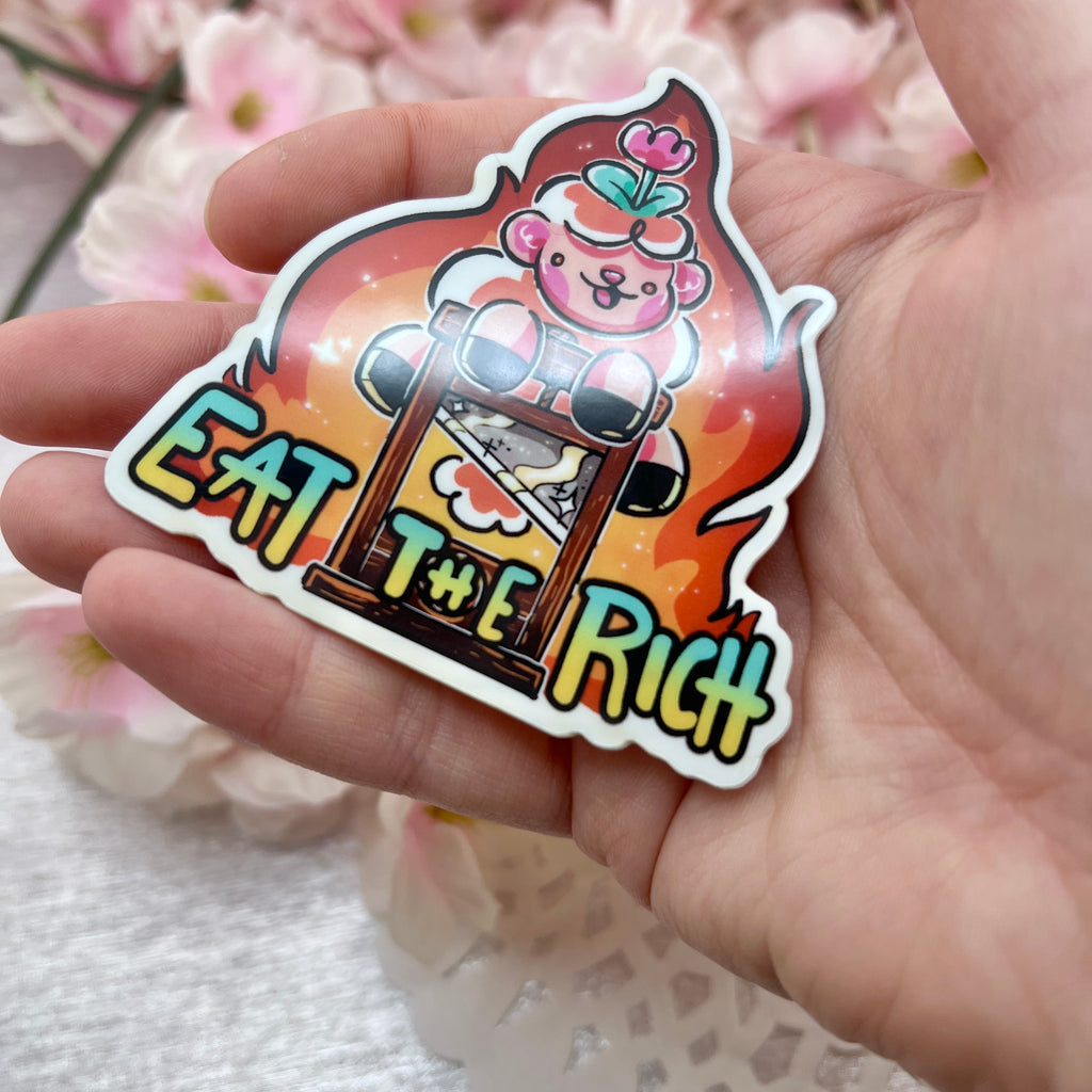 "Eat the Rich" Guillotine Sprout ~ Glow in the Dark Sticker Sticker Woolblossom   