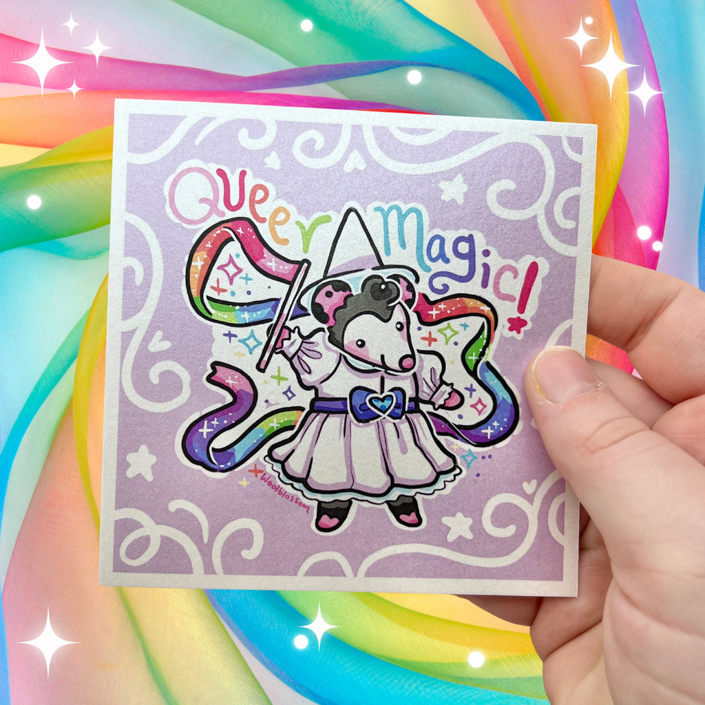 "Queer Magic!" Witch Opossum ~ Shimmer Print Print Woolblossom   