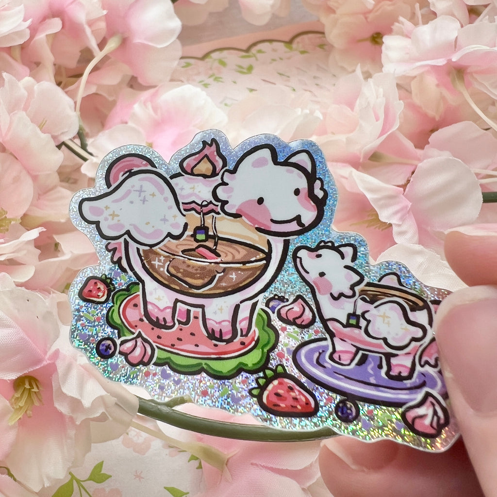 Tea Pot and Tea Cup Dragon Duo ~ Pixie Dust Glitter Sticker Sticker Woolblossom   