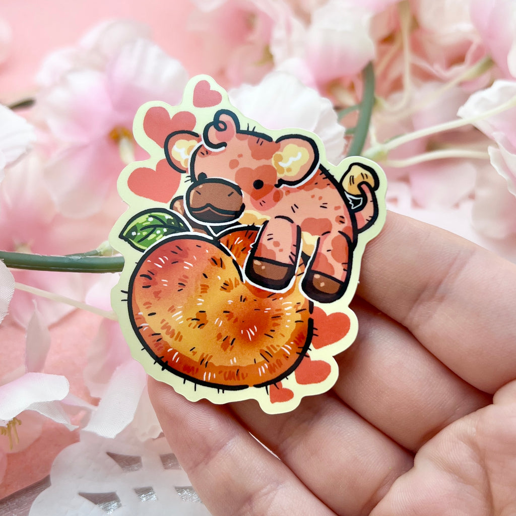 Summer Peach Cow ~ Sticker Sticker Woolblossom   