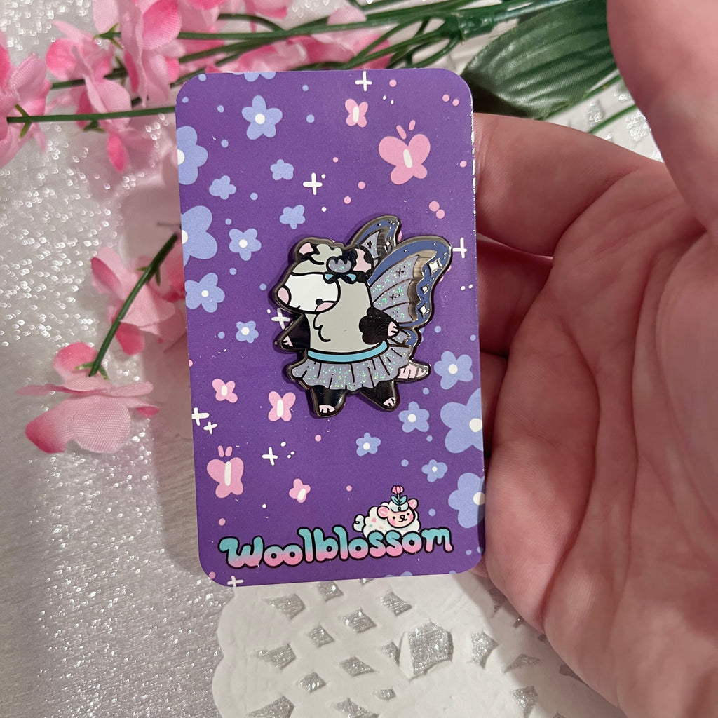 Fairy Opossum ~ Glitter Enamel Pin  Woolblossom   