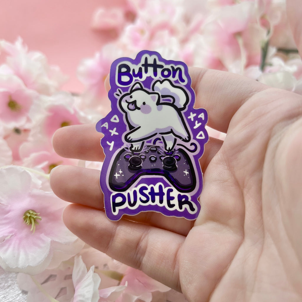 "Button Pusher" Cat ~ Sticker Sticker Woolblossom   