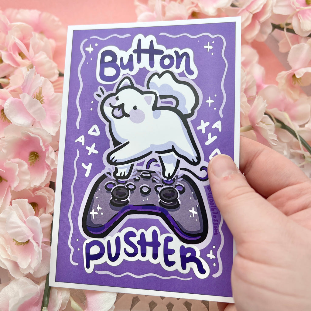 "Button Pusher" Cat ~ Print Print Woolblossom   