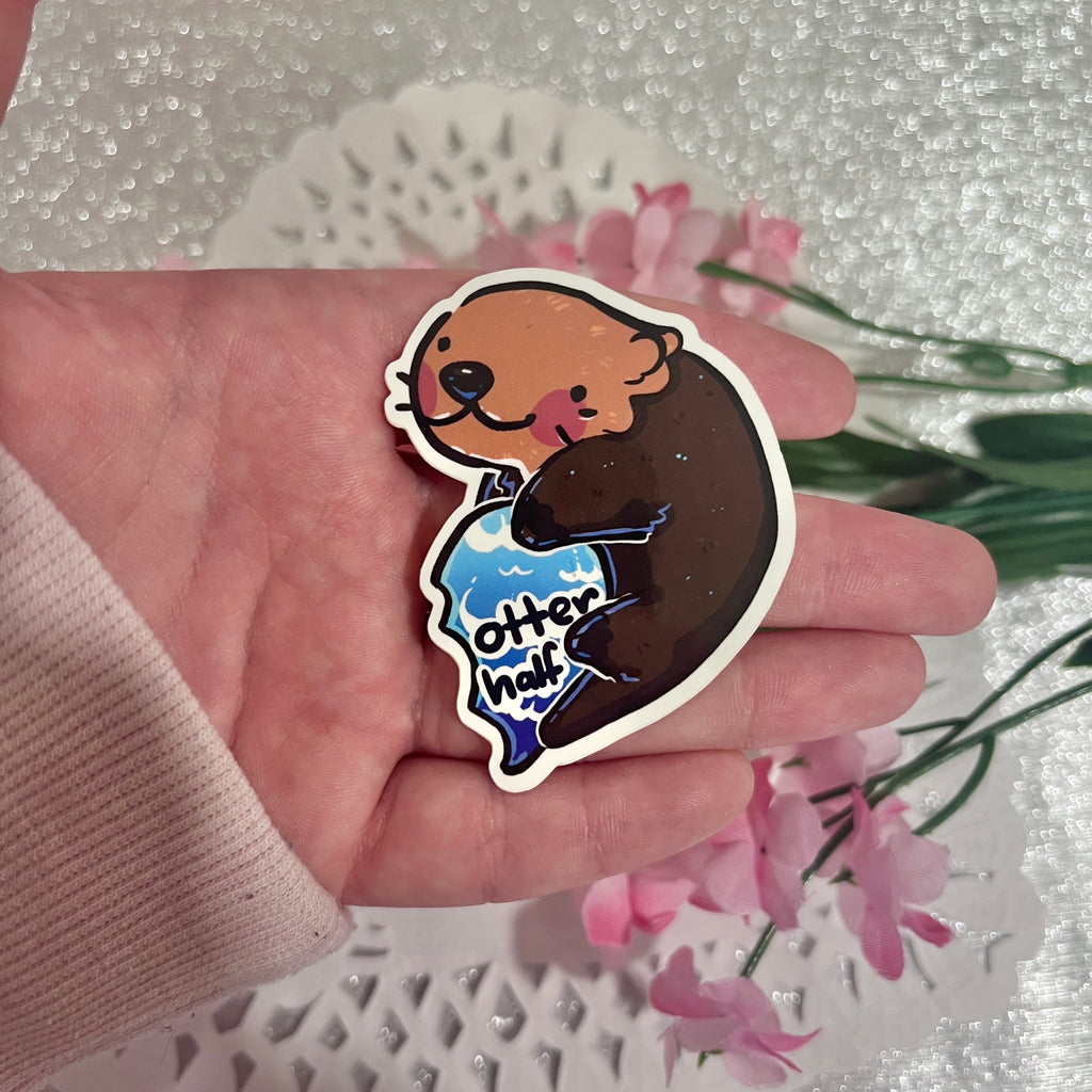 "You're My ... Otter Half" ~ Matching Otter Sticker Duo  Woolblossom   