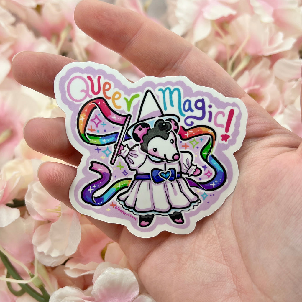 "Queer Magic!" Witch Opossum ~ Sticker Sticker Woolblossom   