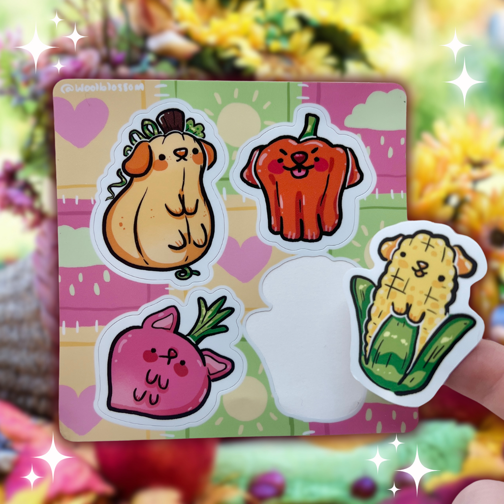 Veggie Pups ~ Sticker Sheet Sticker Sheet Woolblossom   