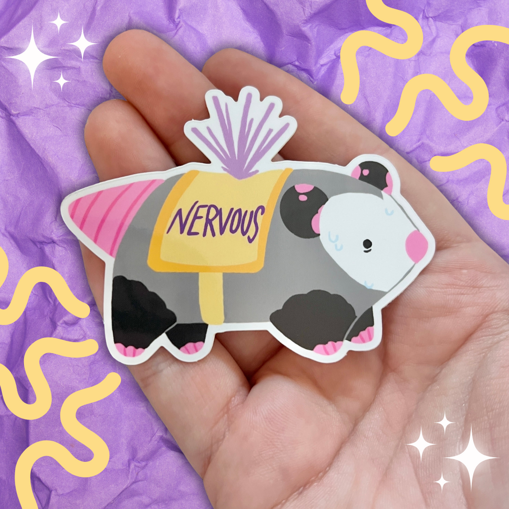 Nervous Opossum ~ Sticker  Woolblossom   