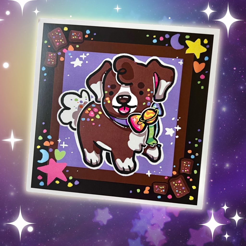 Rainbow Brownie Puppy ~ Print  Woolblossom   