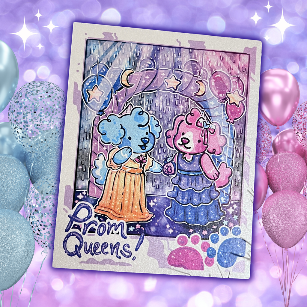 Prom Queens Sky and Pearl ~ Shimmer Print  Woolblossom   