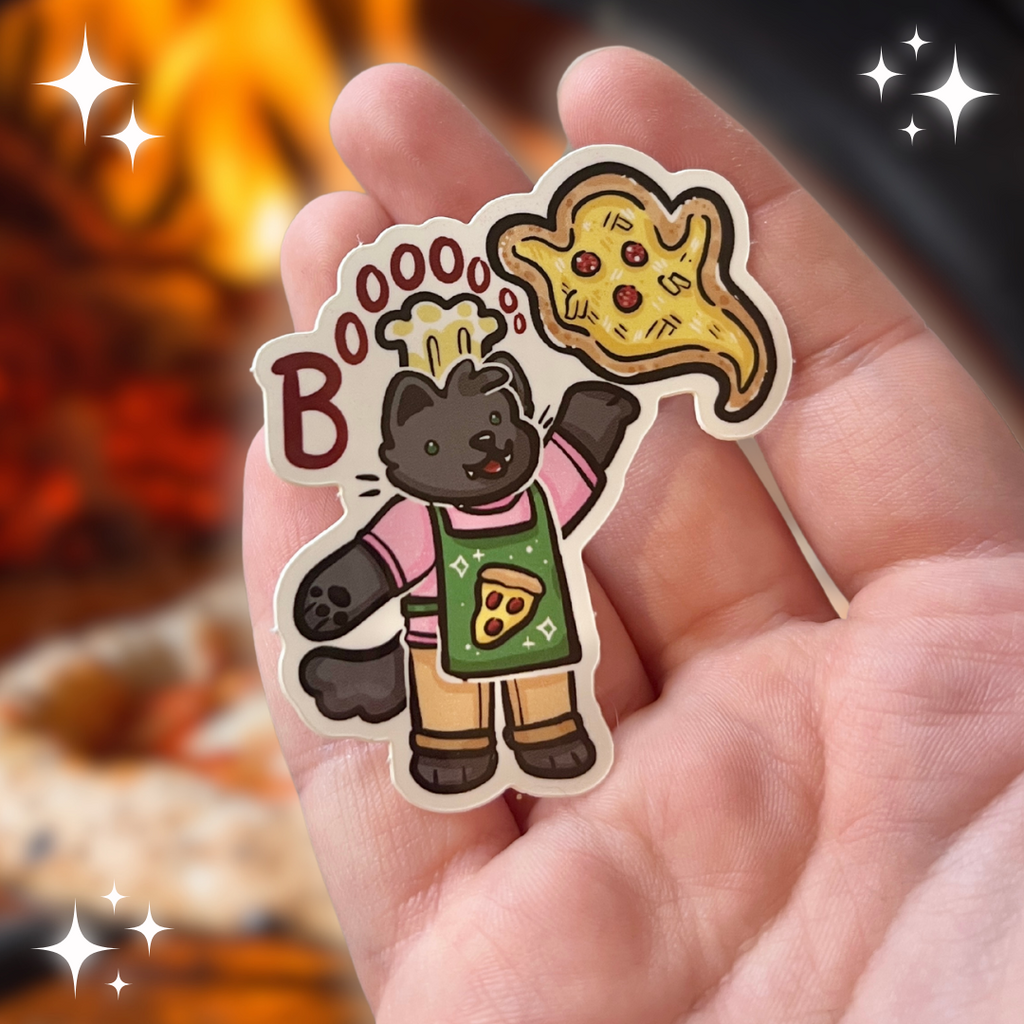 Pizza Ghost Baker Cat ~ Sticker Sticker Woolblossom   