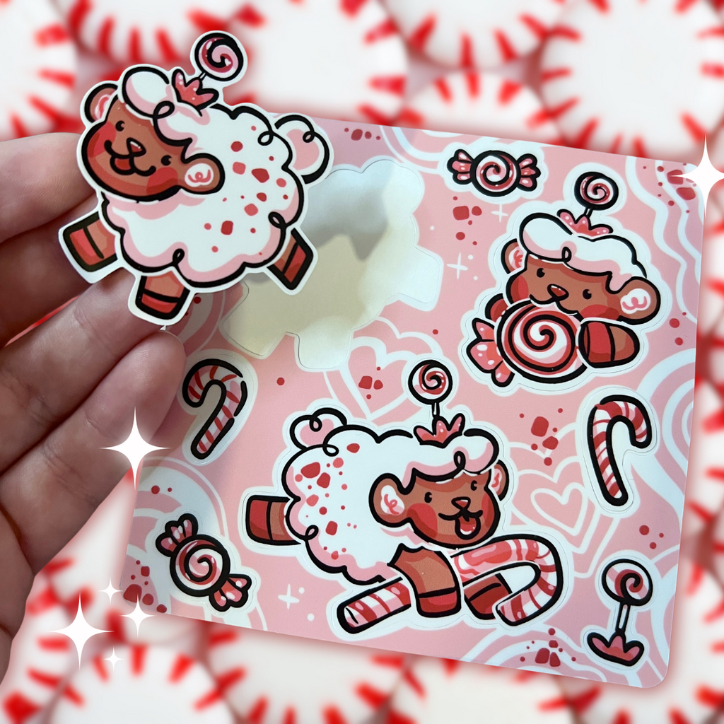 A sticker sheet of a peppermint themed sheep