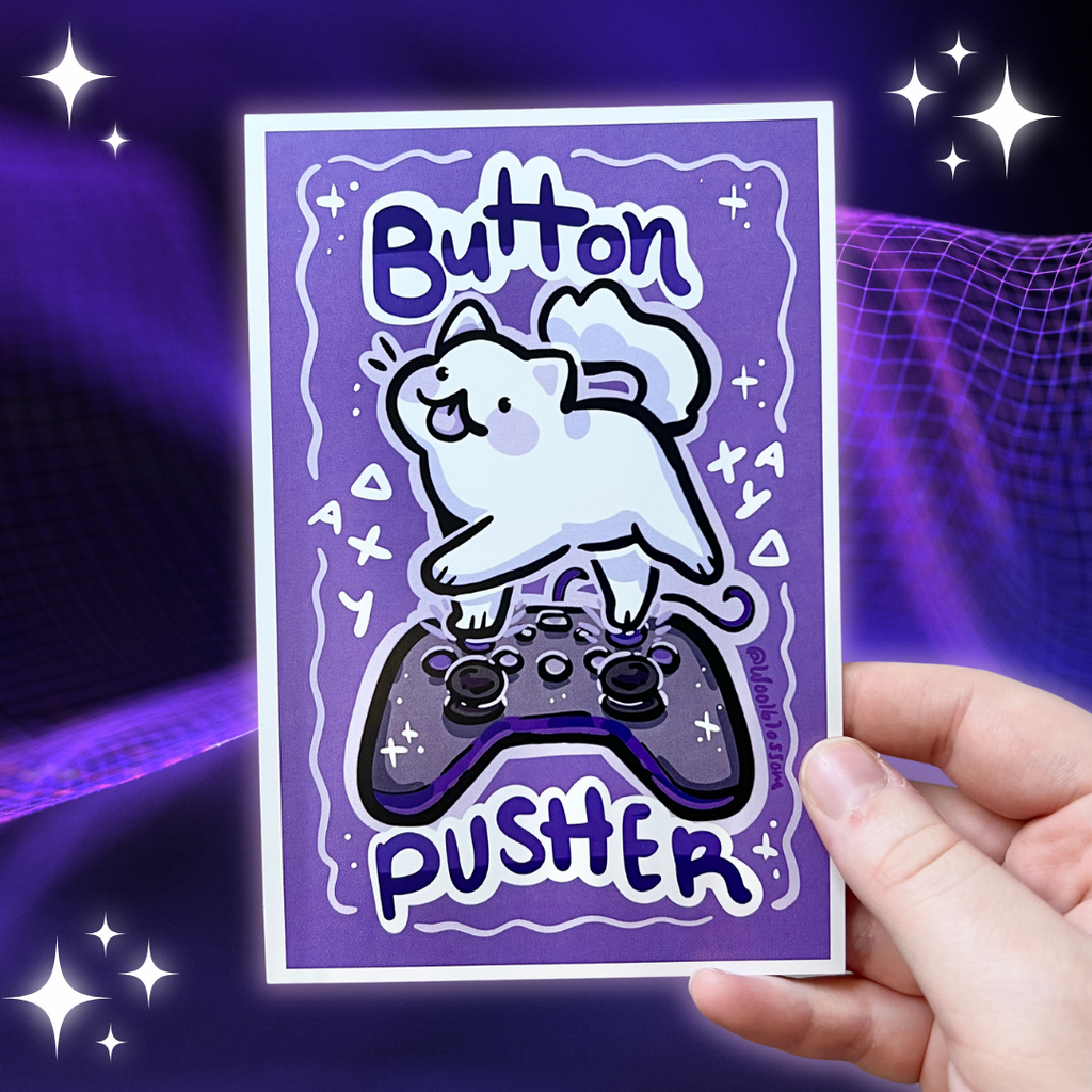 "Button Pusher" Cat ~ Print Print Woolblossom   