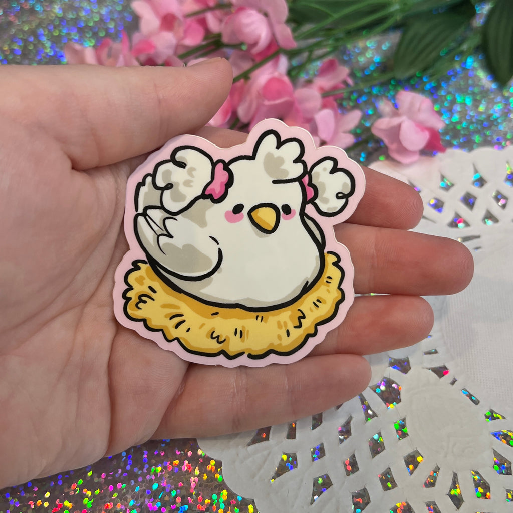 Pigtail Chicken ~ Sticker  Woolblossom   