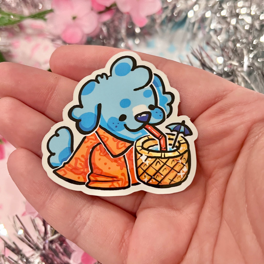 Summer Sippin’ Puppy ~ Sticker  Woolblossom   