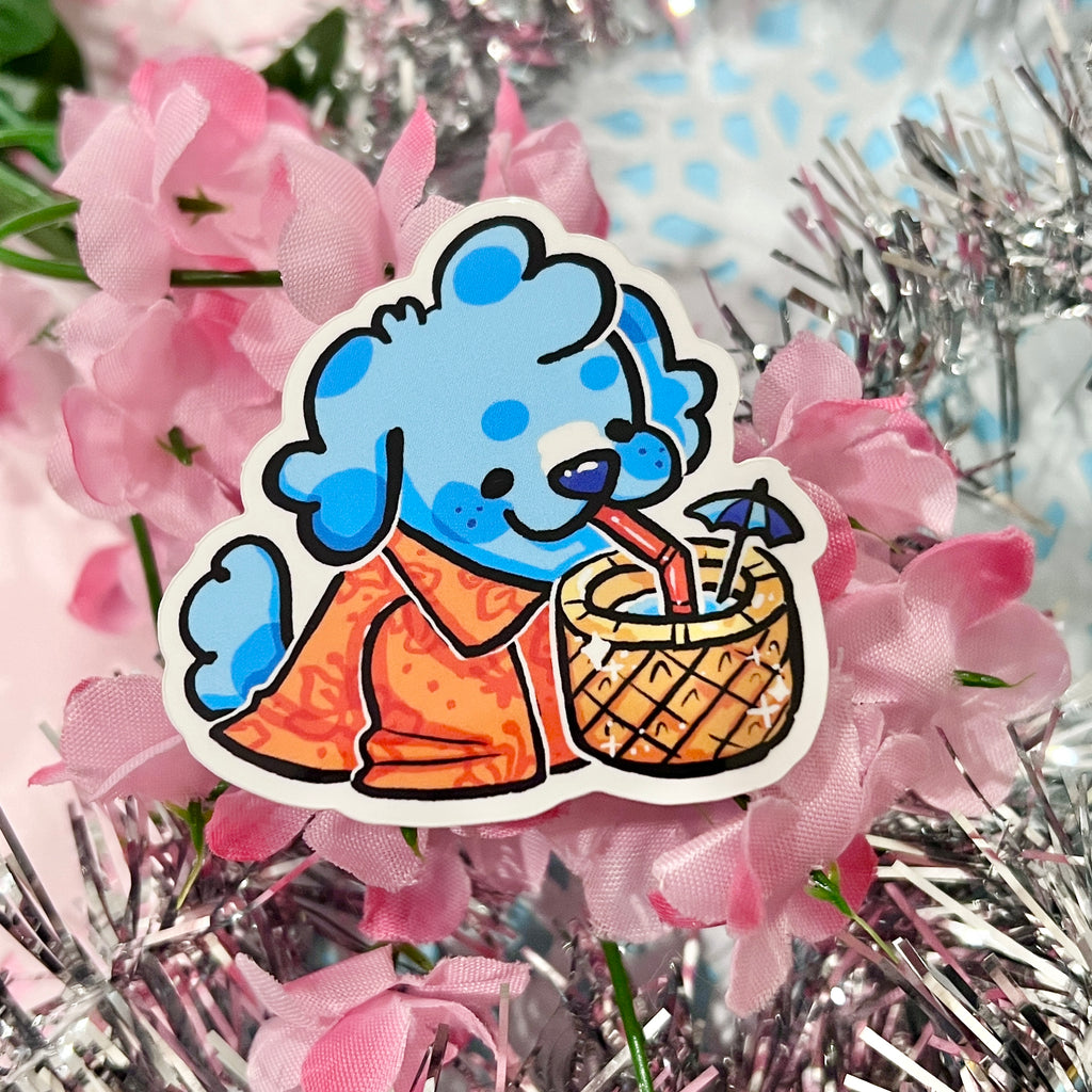 Summer Sippin’ Puppy ~ Sticker  Woolblossom   