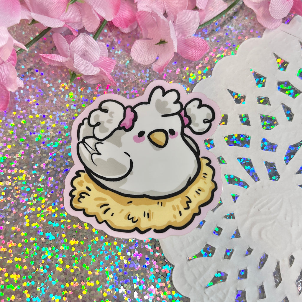 Pigtail Chicken ~ Sticker  Woolblossom   