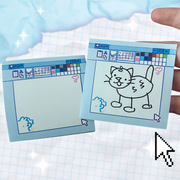 sticky notes that mimic old digital paint programs; this has a hand drawn cat